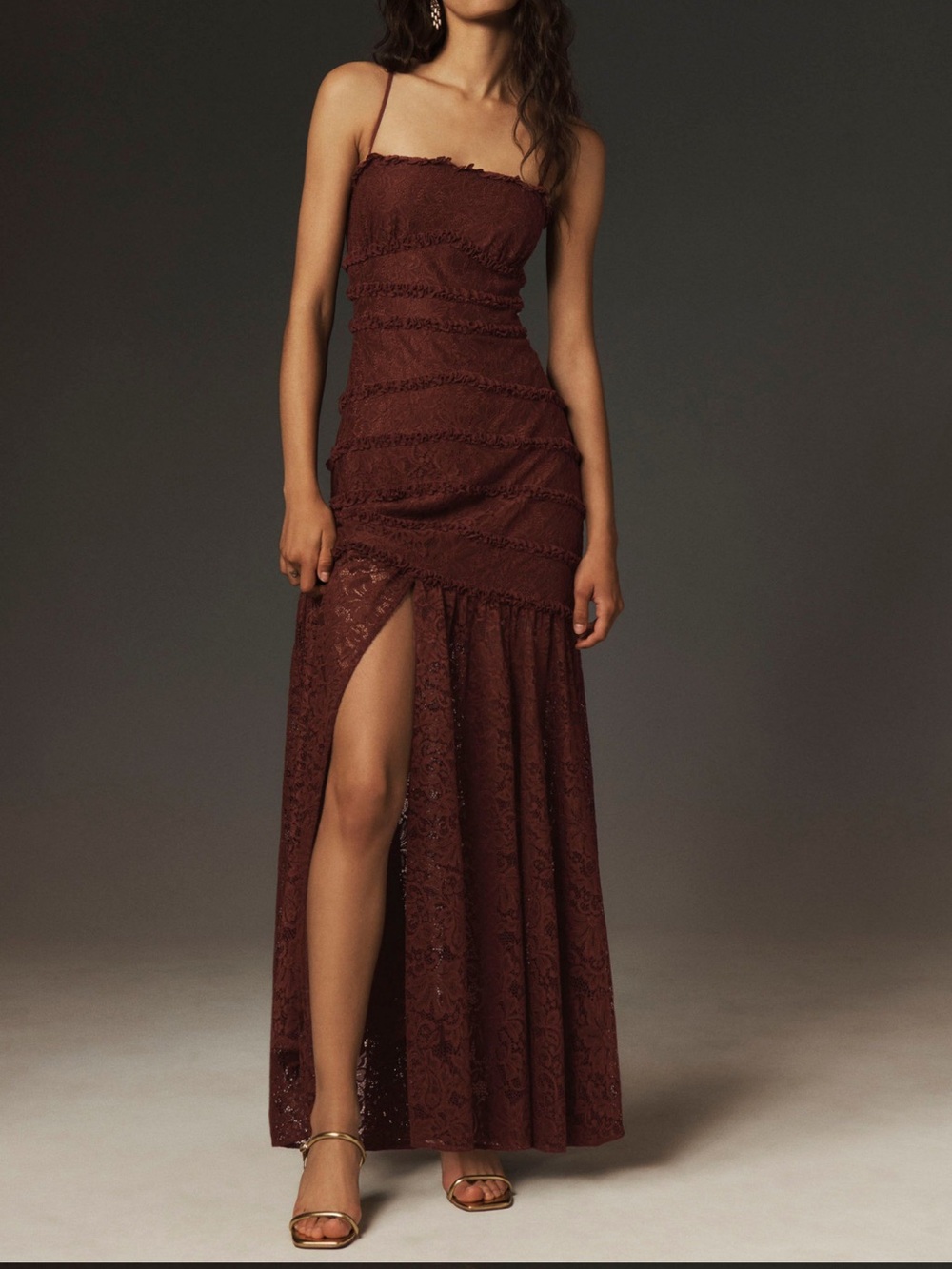 BHLDN Zoe Strappy Stretch Lace Midi Dress